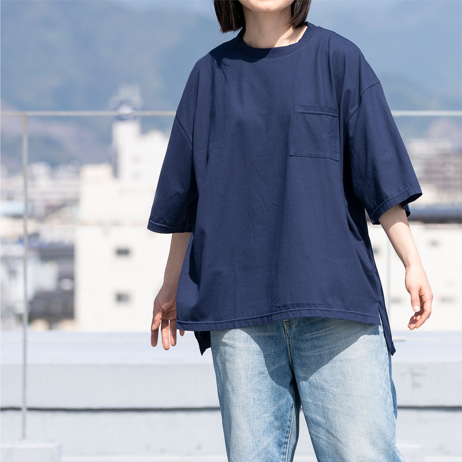 麻のような肌ざわり 綿100%汗が目立たない半袖Tシャツ