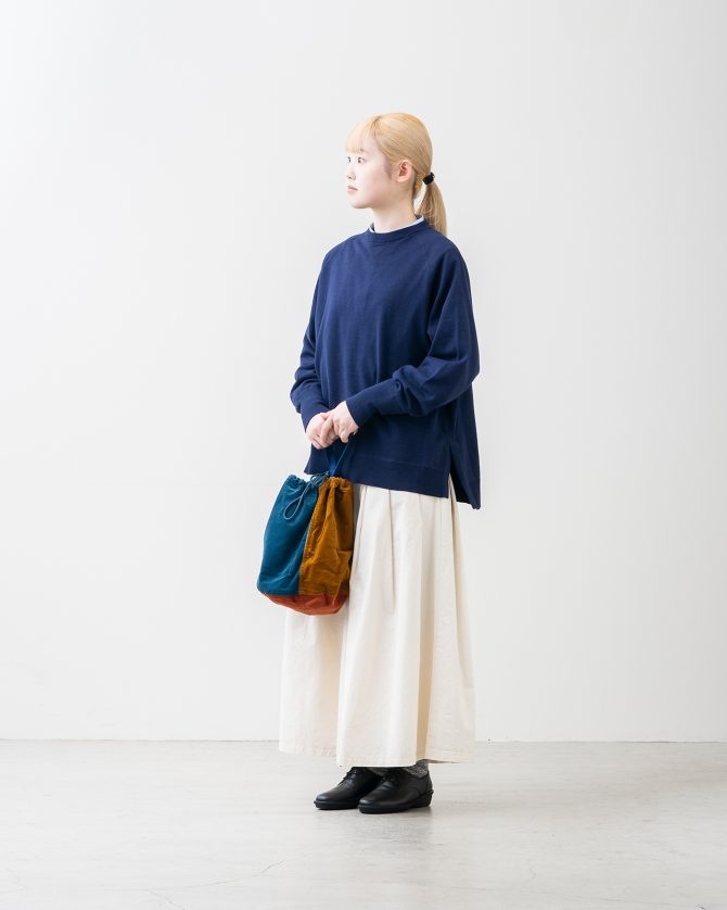 綿100% 大人の洗えるワイドニット (クルーネック)