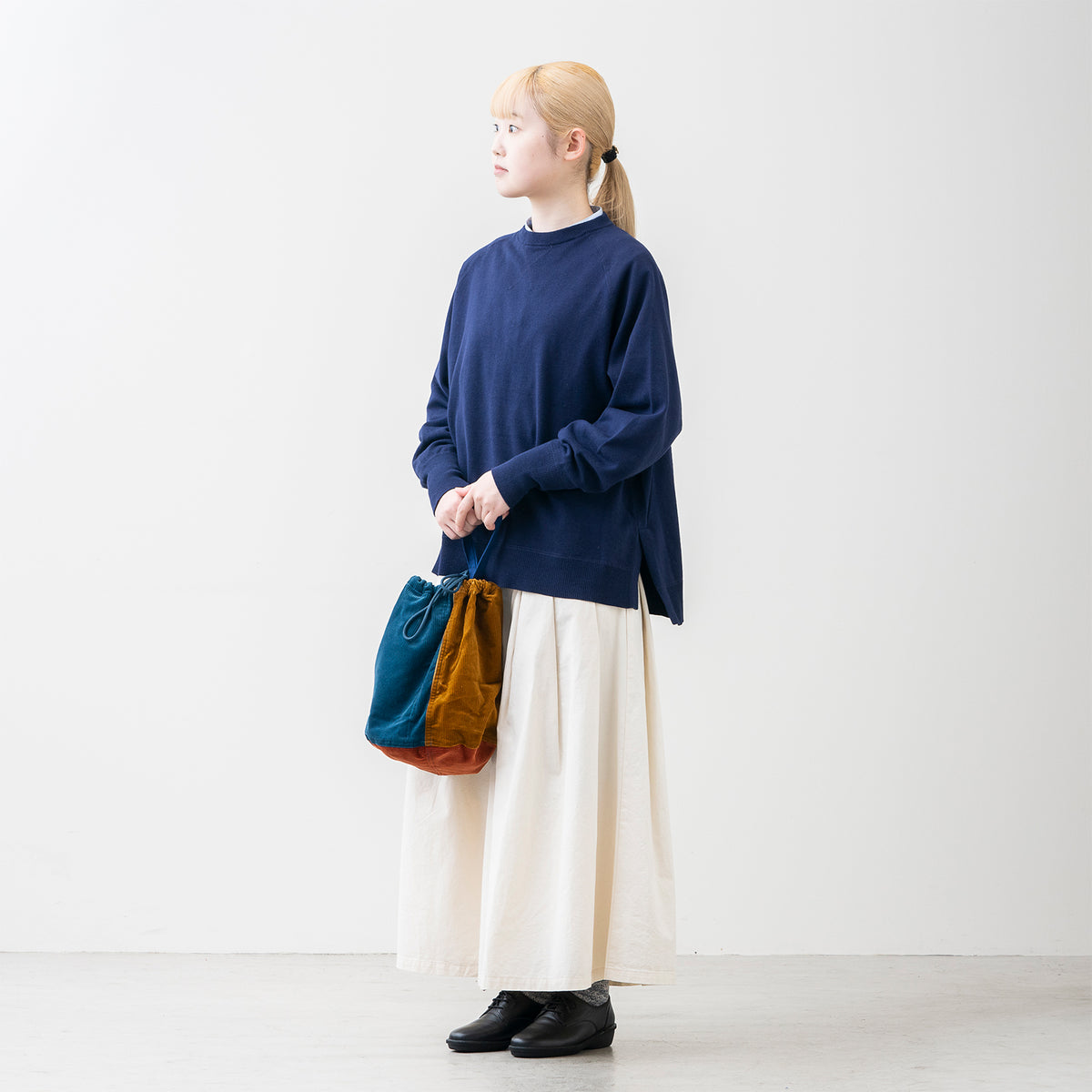 【期間限定特価】綿100% 大人の洗えるワイドニット (クルーネック)