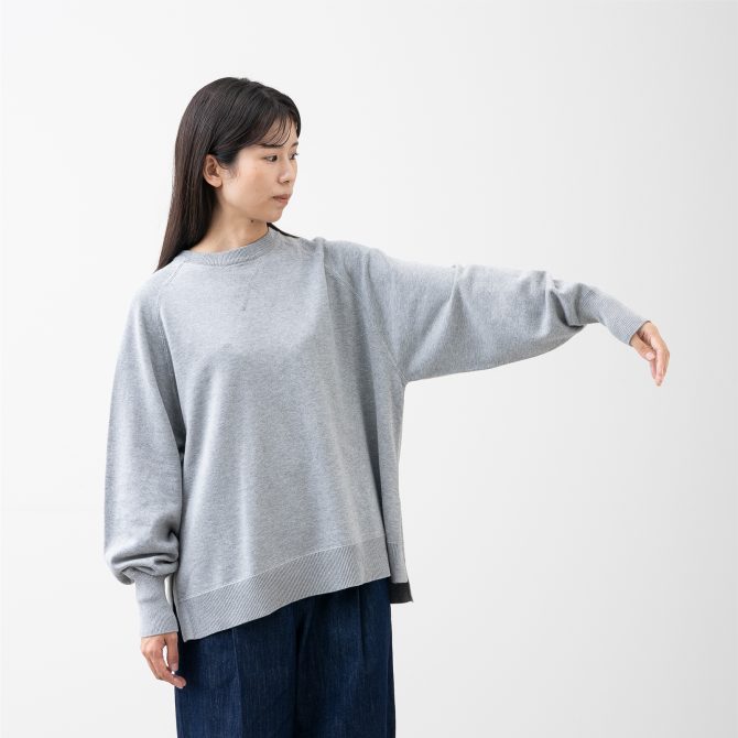 綿100% 大人の洗えるワイドニット (クルーネック)