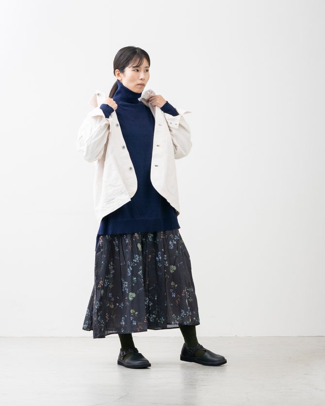 綿100% 大人の洗えるワイドニット (タートルネック)