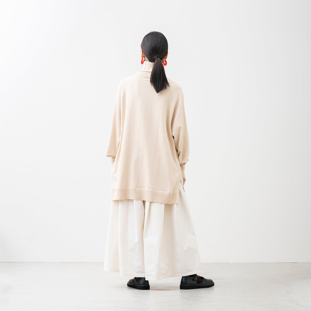 【期間限定特価】綿100% 大人の洗えるワイドニット (タートルネック)