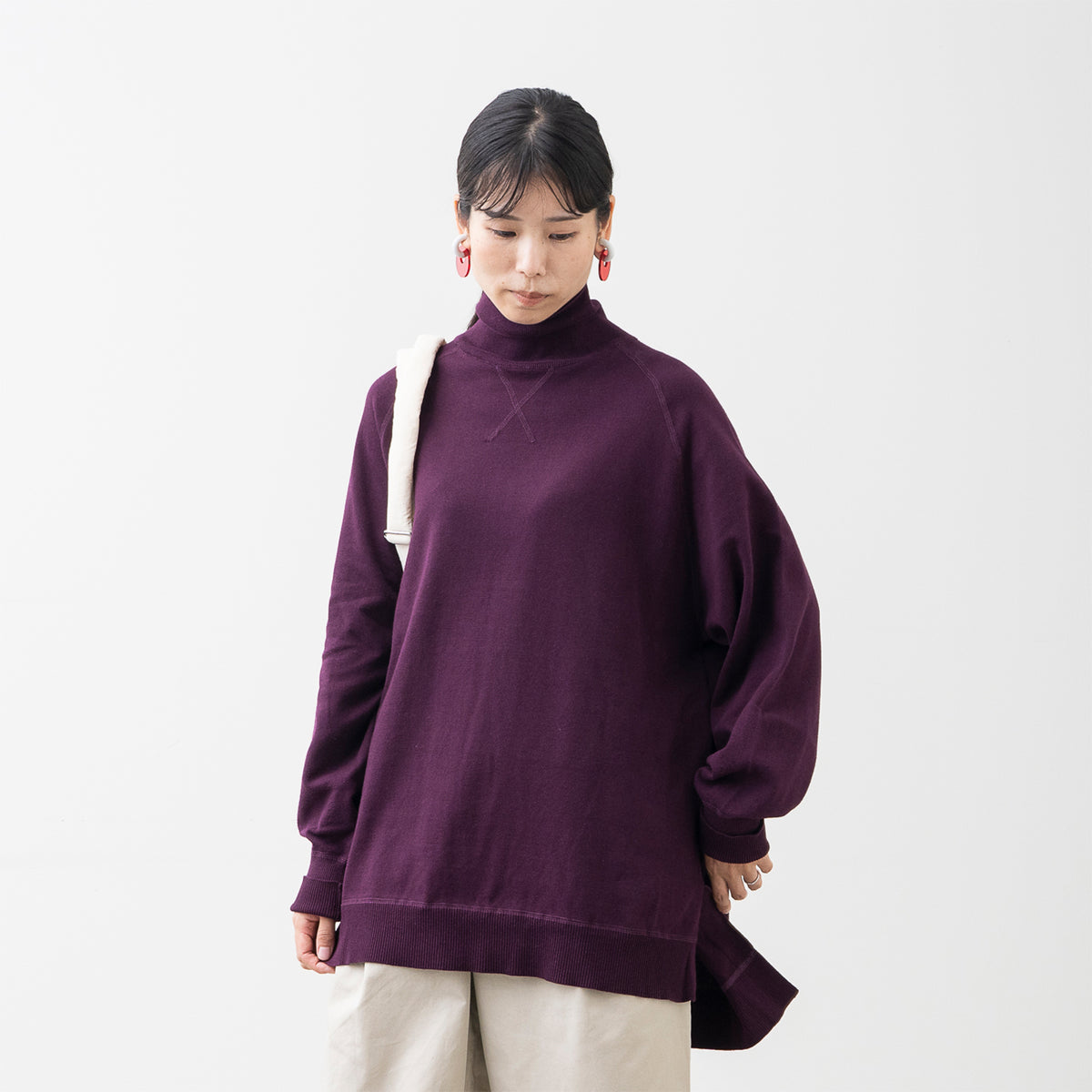 【期間限定特価】綿100% 大人の洗えるワイドニット (タートルネック)