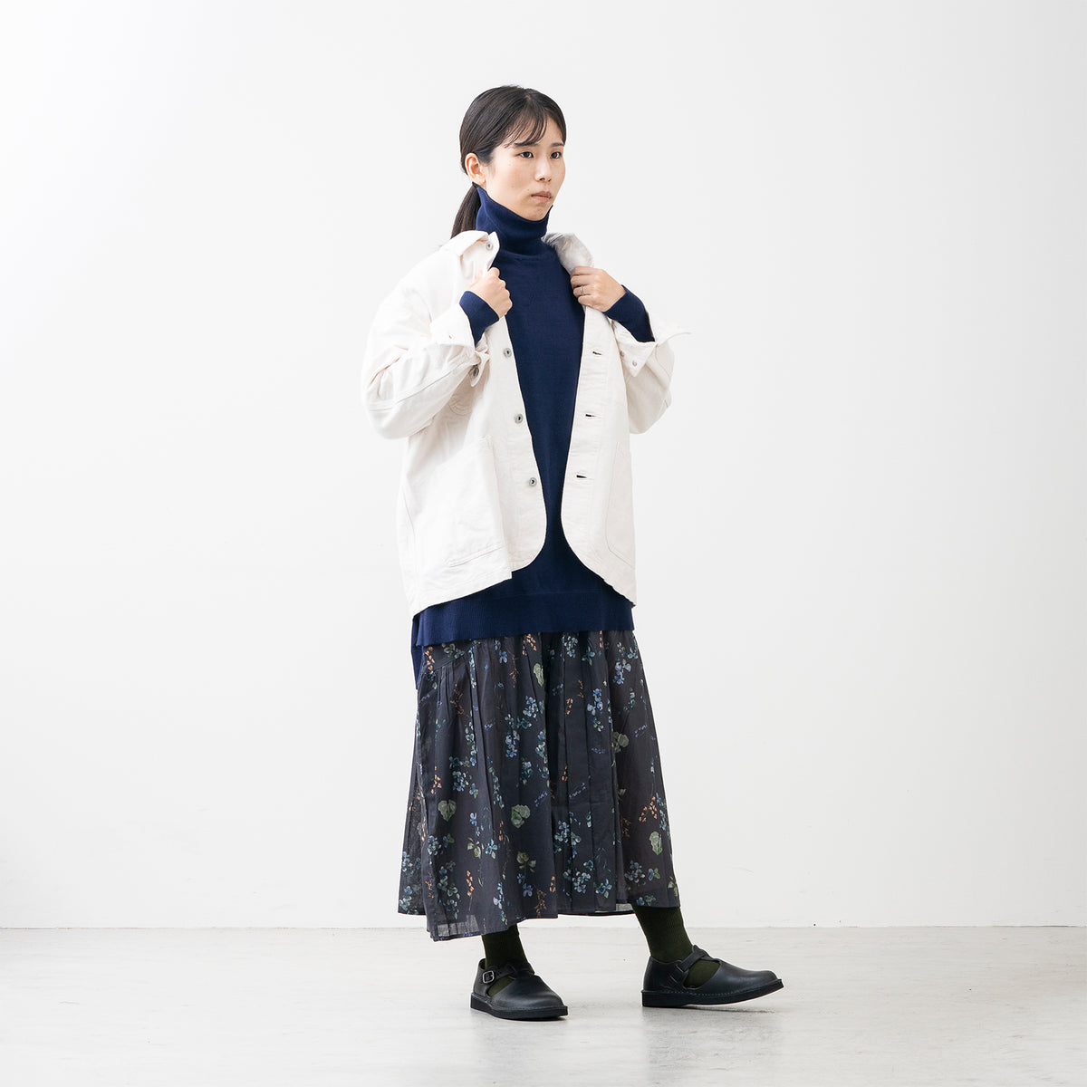 【期間限定特価】綿100% 大人の洗えるワイドニット (タートルネック)