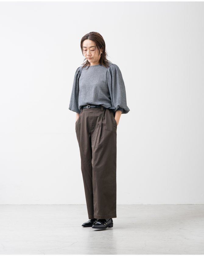 楽ですっきり 大人のワイドストレートパンツ ツイル