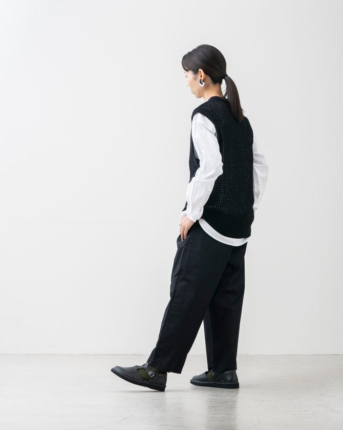 楽ですっきり 大人のワイドストレートパンツ ツイル