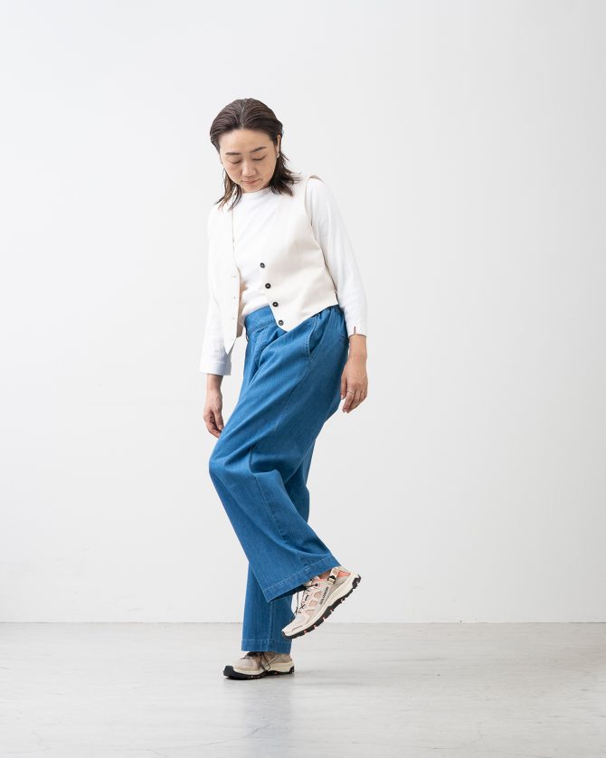 楽ですっきり 大人のワイドストレートパンツ デニム