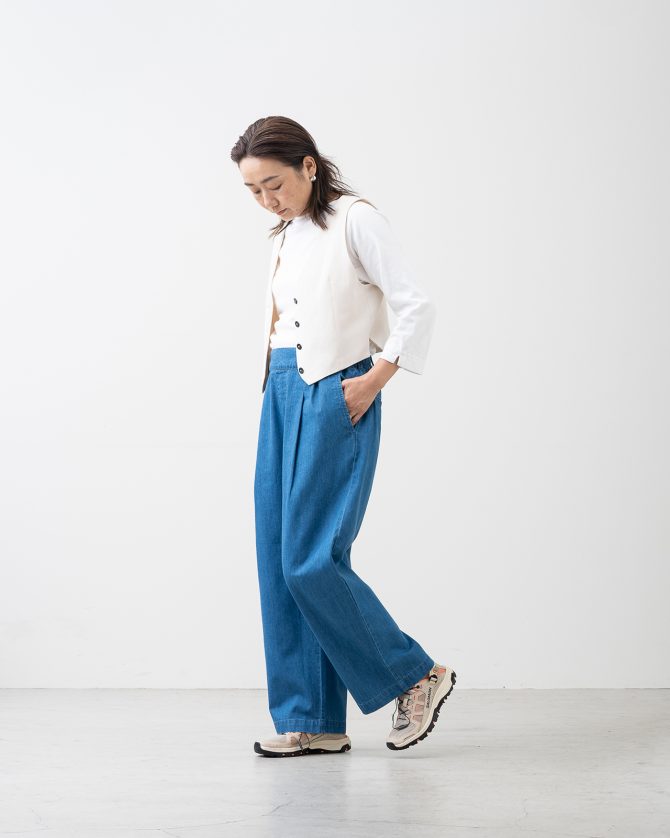 楽ですっきり 大人のワイドストレートパンツ デニム