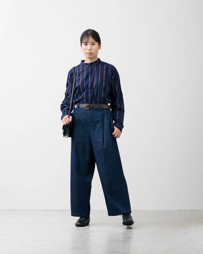 楽ですっきり 大人のワイドストレートパンツ デニム