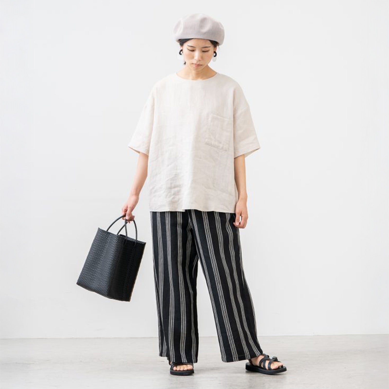 Mercado bag メルカドバッグ ホワイトグレーチェック柄 かごバッグ MERCADO BAG（メルカド バッグ バケット）