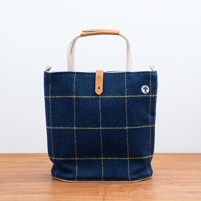ナラの木と布のトートバッグ（深型）