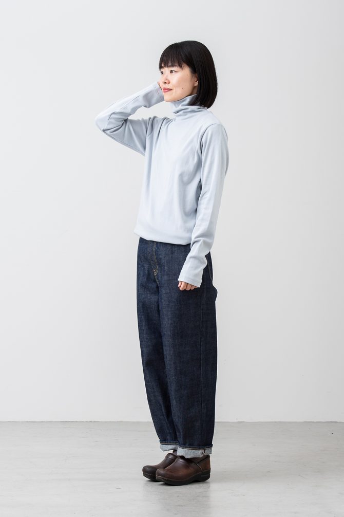 長袖丸胴コットンカットソー タートルネック