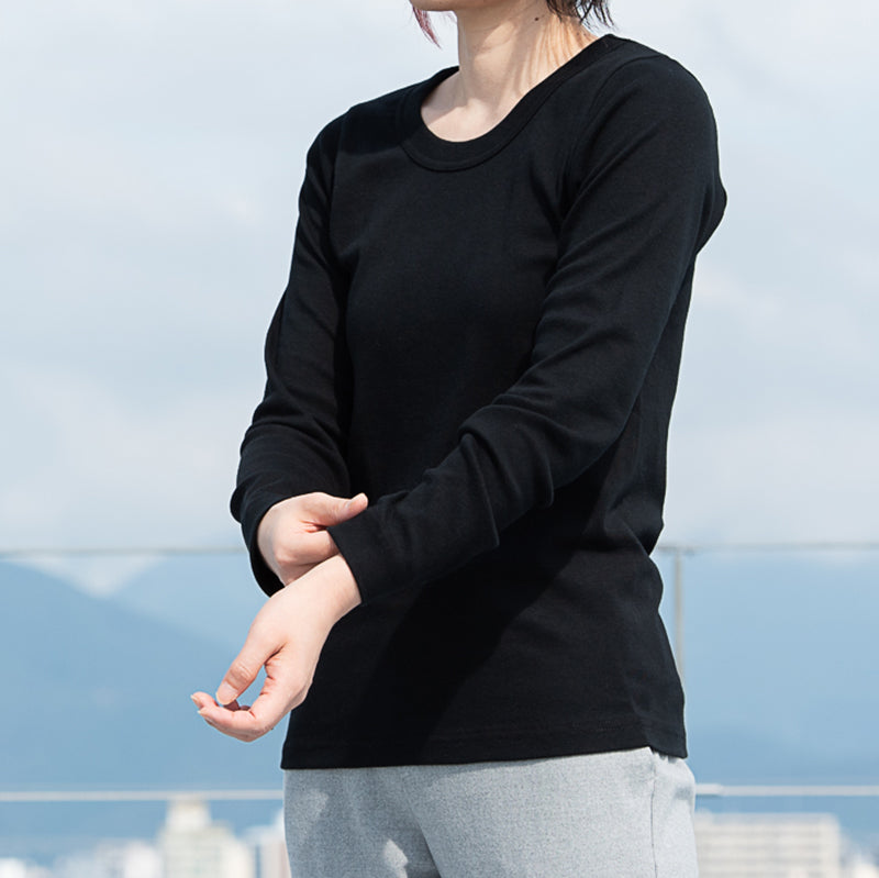 長袖丸胴コットンカットソー