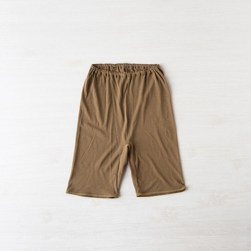 麻のような肌ざわり 綿100%3分丈パンツ