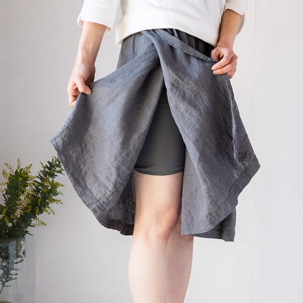 麻のような肌ざわり 綿100%3分丈パンツ