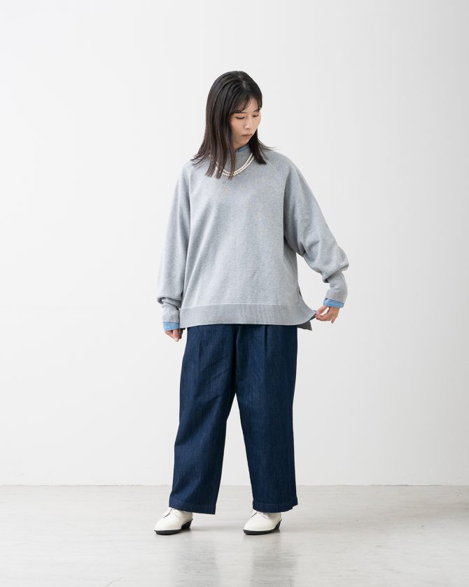 綿100% 大人の洗えるワイドニット (クルーネック)