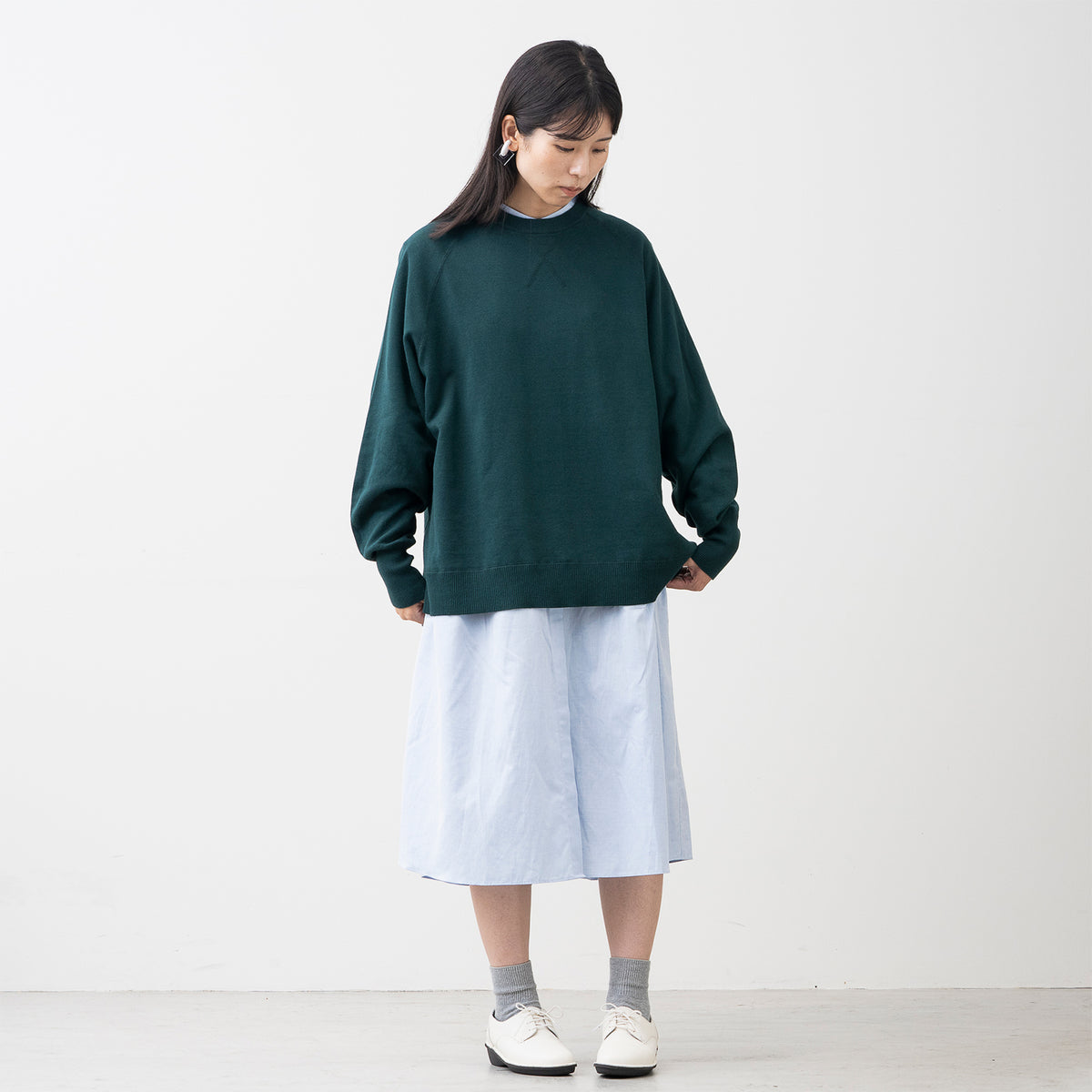 【期間限定特価】綿100% 大人の洗えるワイドニット (クルーネック)