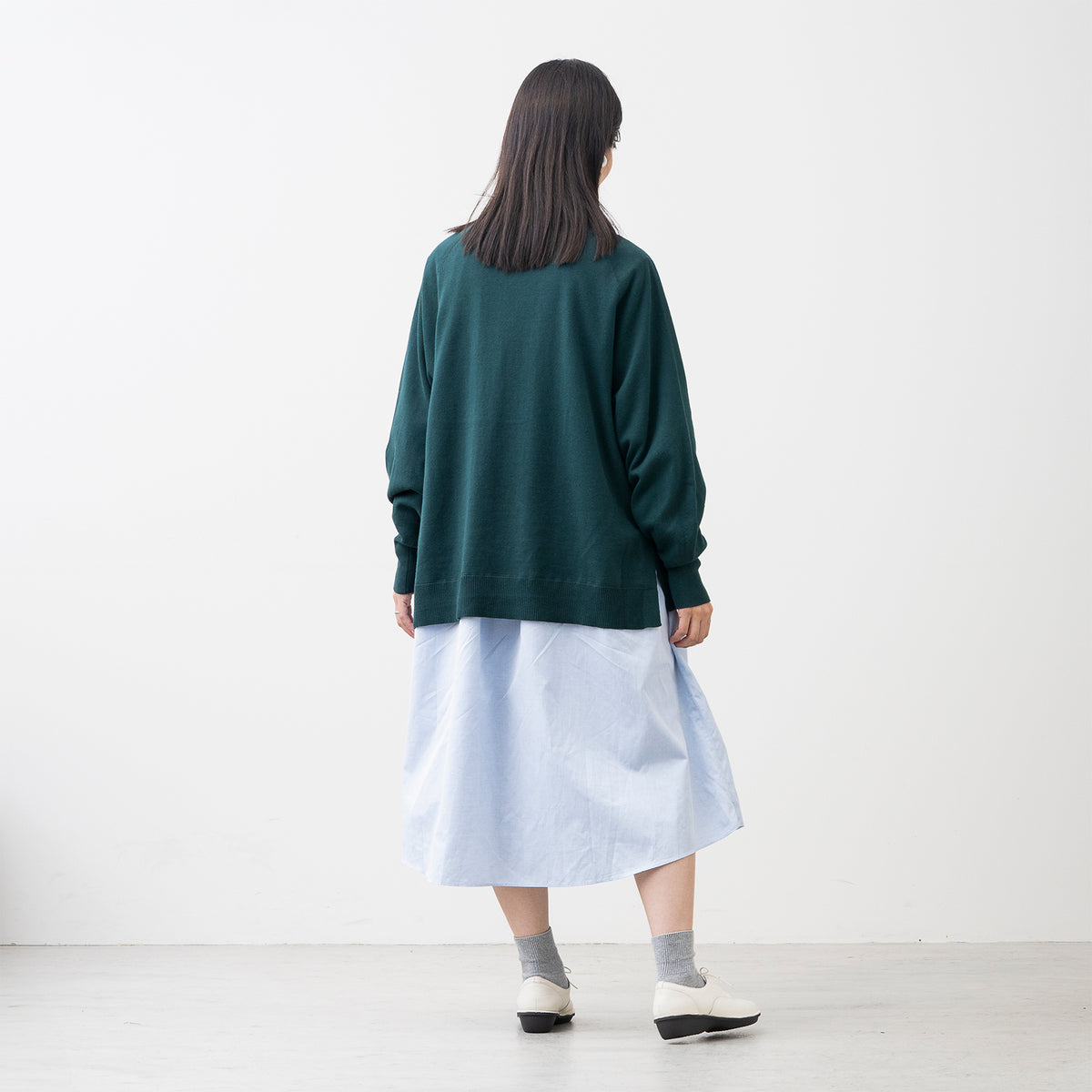 【期間限定特価】綿100% 大人の洗えるワイドニット (クルーネック)