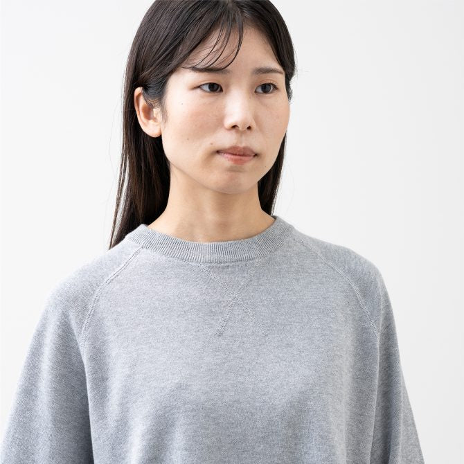 綿100% 大人の洗えるワイドニット (クルーネック)