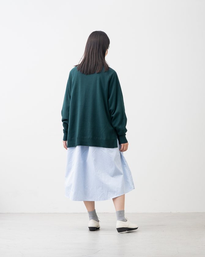 綿100% 大人の洗えるワイドニット (クルーネック)