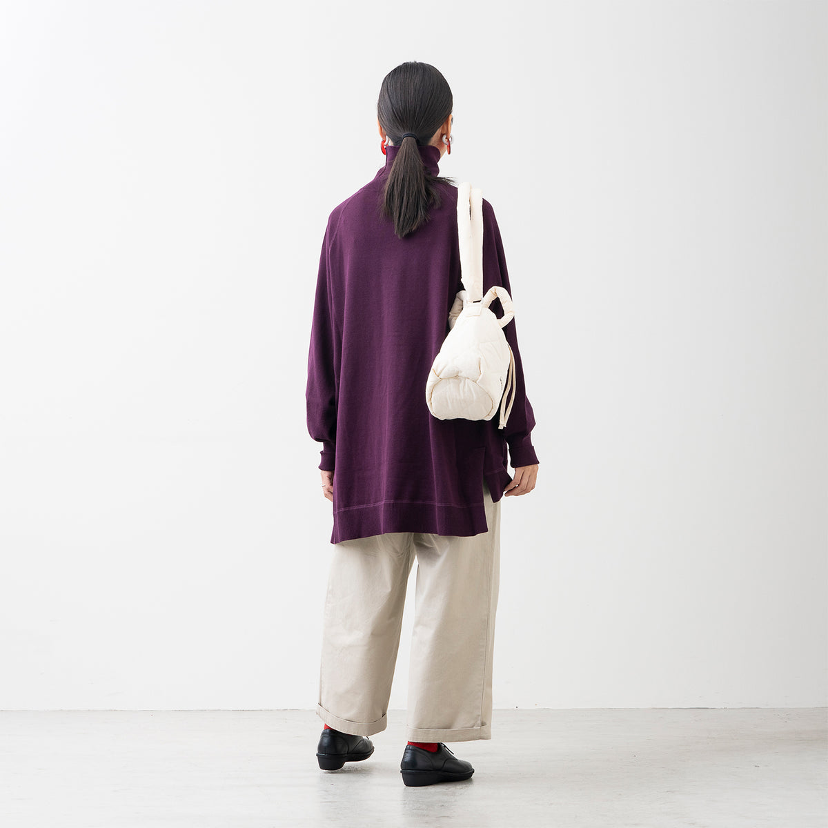 【期間限定特価】綿100% 大人の洗えるワイドニット (タートルネック)