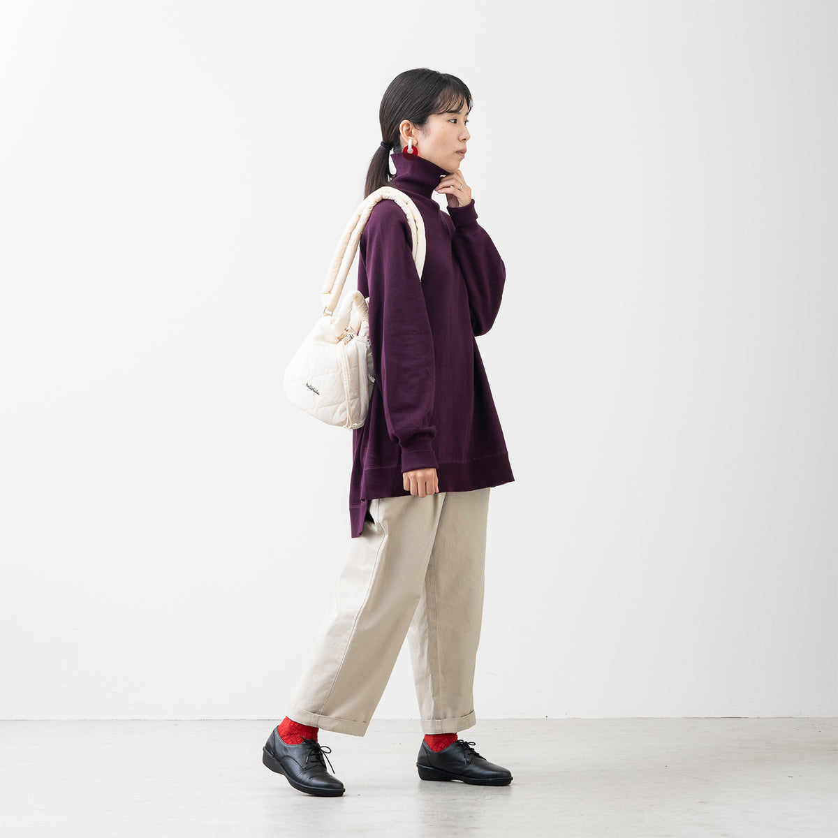 【期間限定特価】綿100% 大人の洗えるワイドニット (タートルネック)