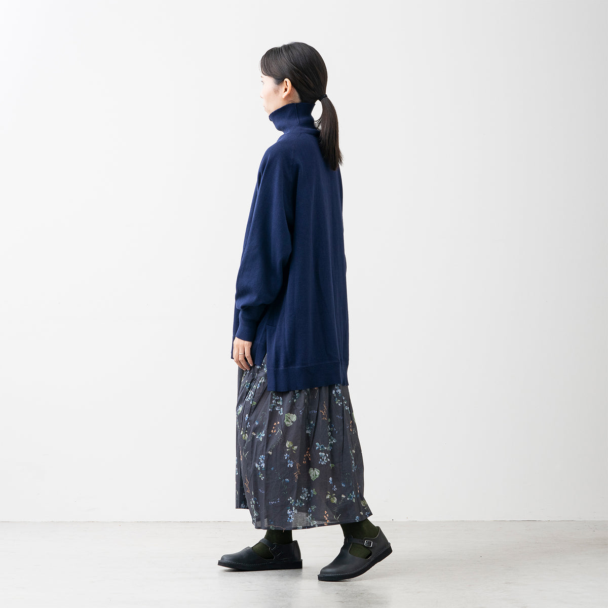 【期間限定特価】綿100% 大人の洗えるワイドニット (タートルネック)