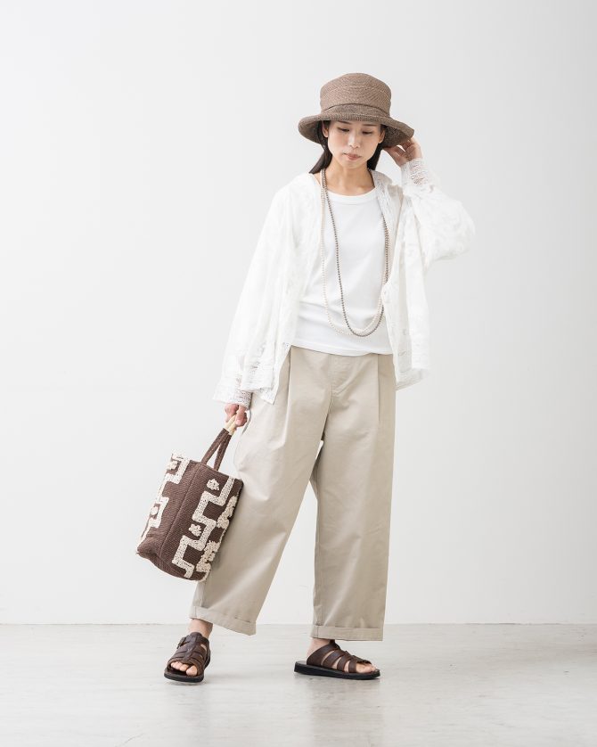 楽ですっきり 大人のワイドストレートパンツ ツイル
