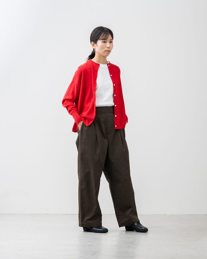 楽ですっきり 大人のワイドストレートパンツ ツイル