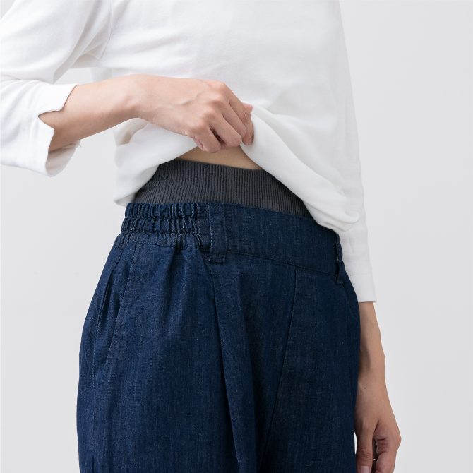 楽ですっきり 大人のワイドストレートパンツ デニム