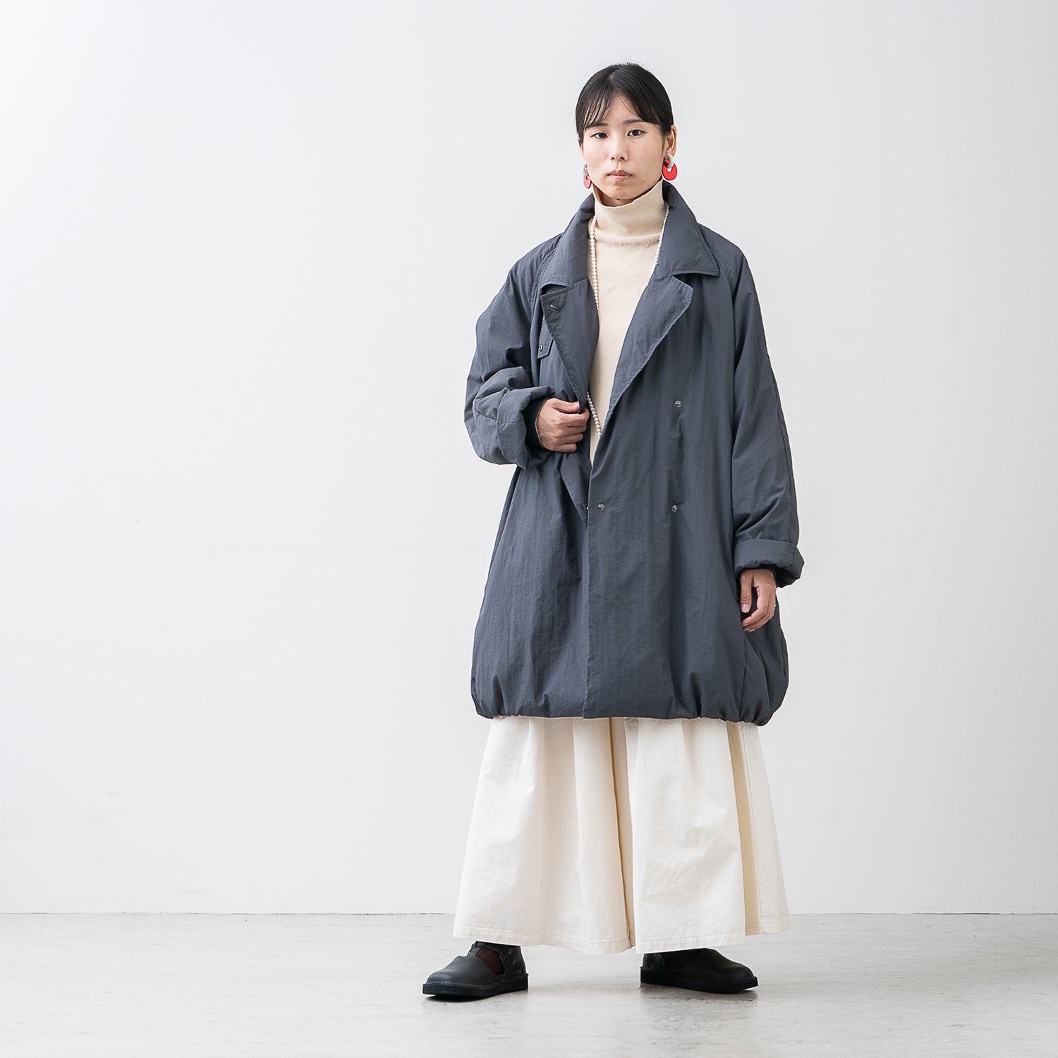 軽くて洗えるファイバーダウン Pコート