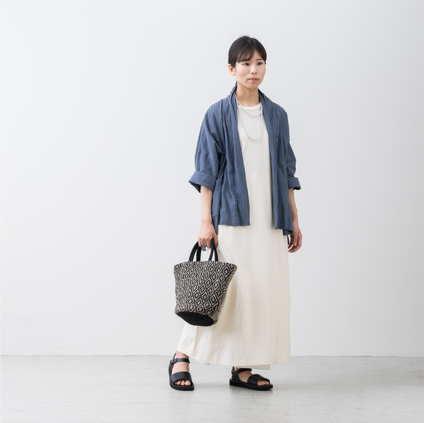 コットンシルク楊柳 ショールカラージャケット