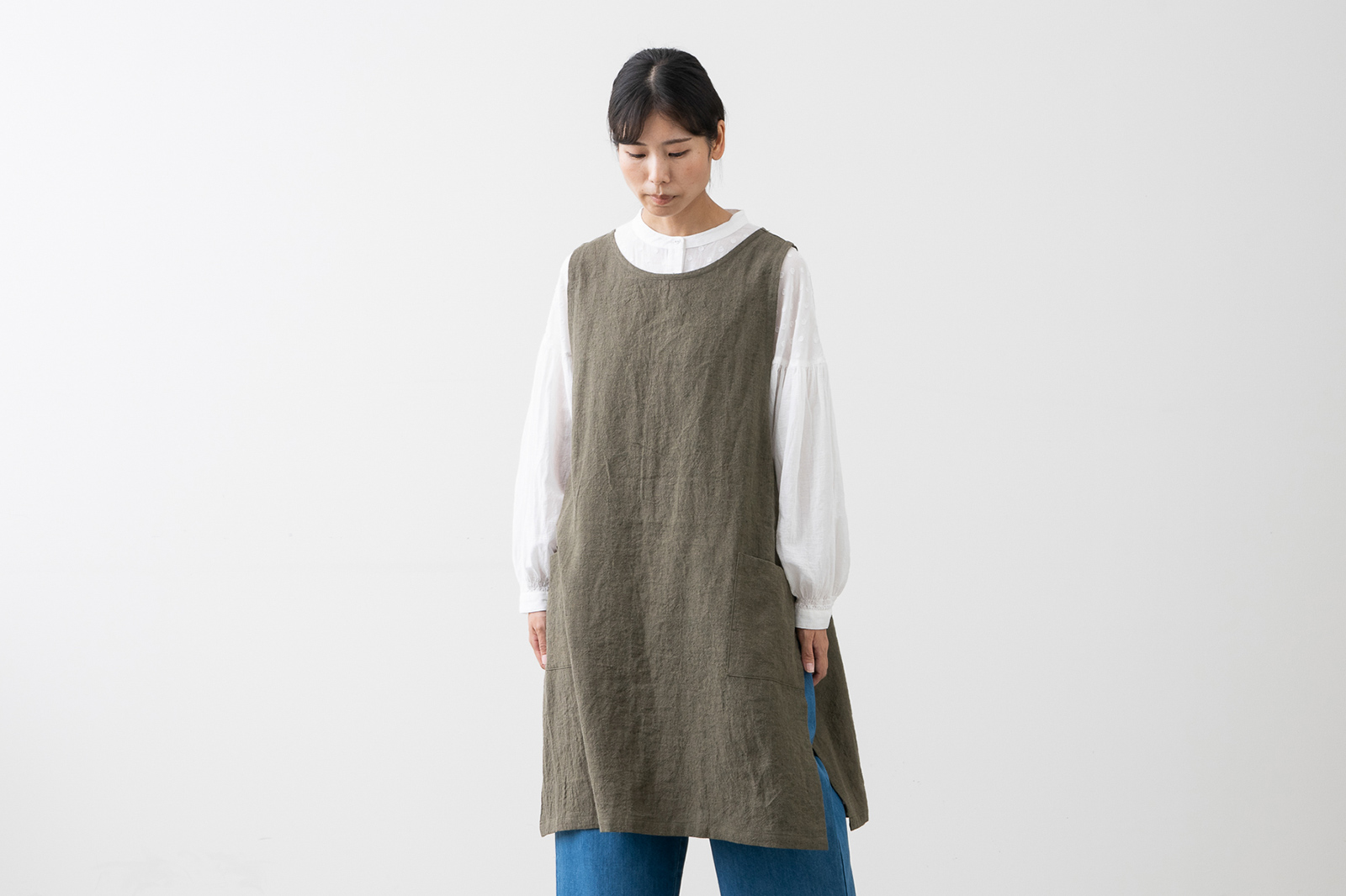 遠州灘リネンコットンエプロンワンピース | 台所道具 | クロワッサンの